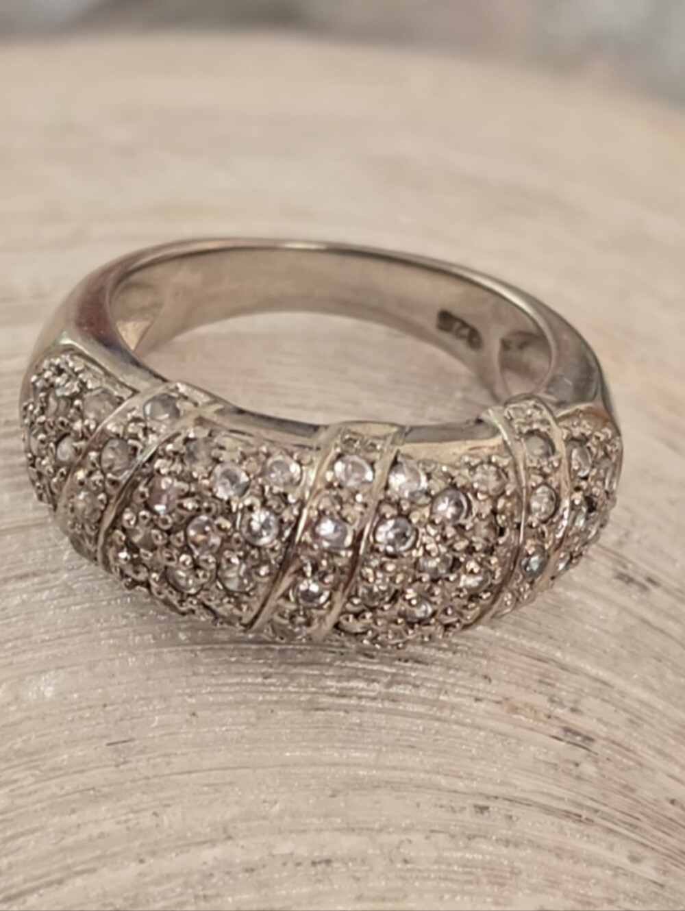 Sterling Silver Dome Ring, CZ